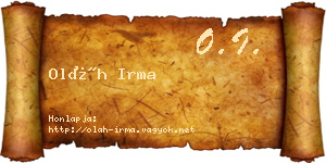 Oláh Irma névjegykártya
